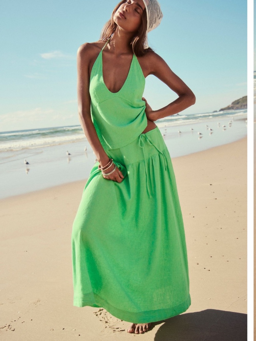 Free People Sandshell Linen Skirt Set
